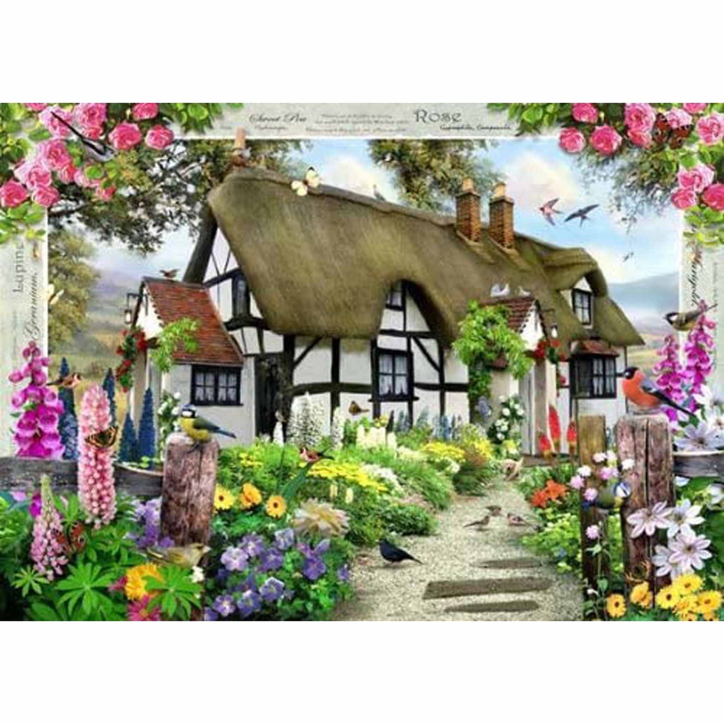 Image of Rose Country Cottage Ravensburger puzzle.