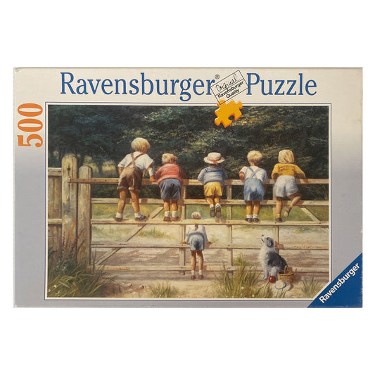 Photo of box of Bottoms Up Ravensburger jigsaw puzzle.