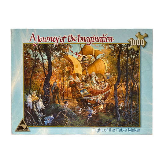 Photo of box of Flight of the Fablemaker by James C. Christensen jigsaw puzzle.