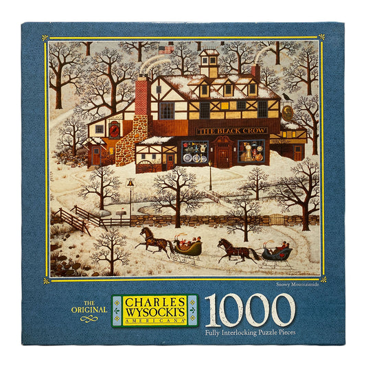 Photo of box of Snowy Mountainside Charles Wysocki Puzzle by MB.
