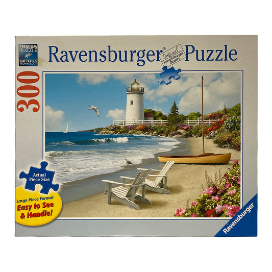 Photo of box of Sunlit Shores Ravensburger Puzzle.