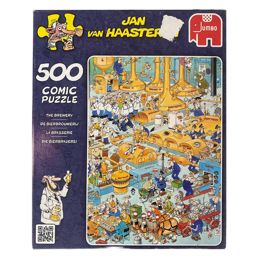Photo of box of The Brewery Jumbo puzzle with art by Jan Van Haasteren