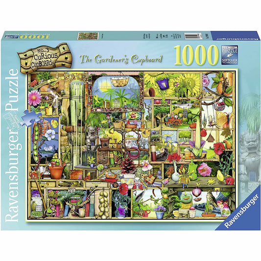 Photo of box of The Gardeners Cupboard Colin Thompson Ravensburger Puzzle.