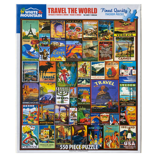 Photo of box of Travel the World White Mountain puzzle.