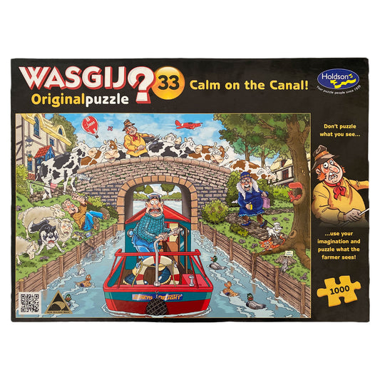Photo of box of Wasgij #33, Calm on the Canal Holdson puzzle.