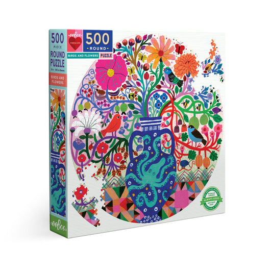 Birds and Flowers Round Puzzle