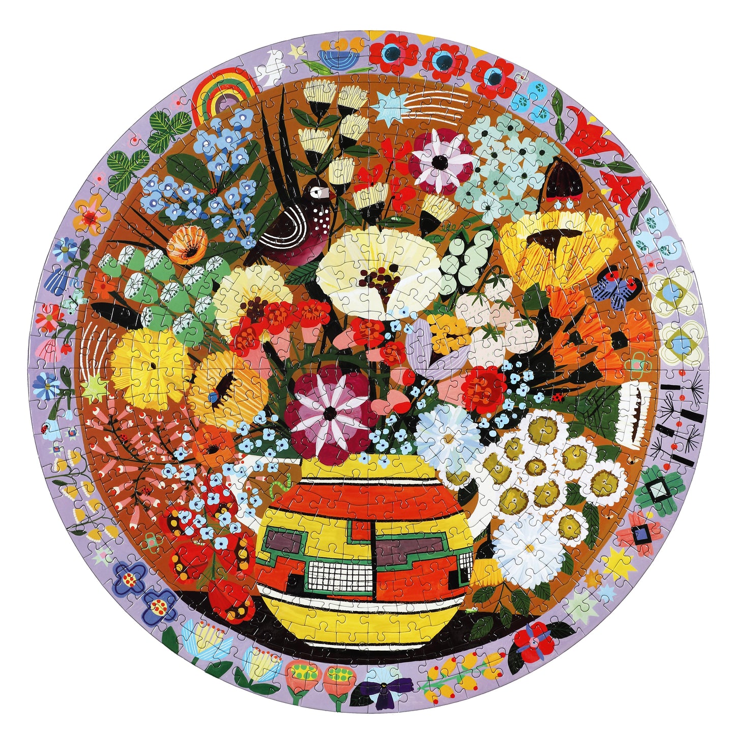 Birds and Flowers Round Puzzle