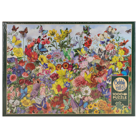 Photo of box of Butterfly Garden Cobble Hill puzzle by artist Barbara Behr.
