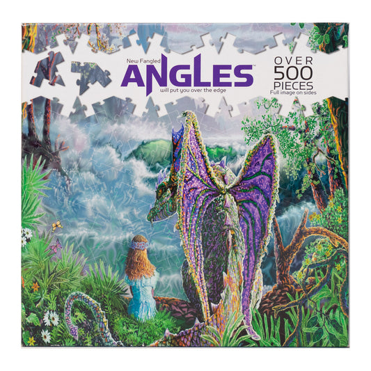 Photo of box of Magic Evening Ceaco puzzle.  A New Fangled angles puzzle.