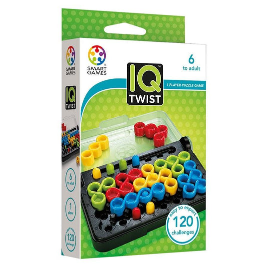 Photo of box of IQ Twist mind puzzle by Smart Games.