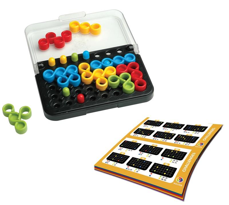Photo of parts of IQ Twist mind puzzle by Smart Games.
