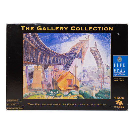 Photo of the box of The Bridge In-Curve by Grace Cossington-Smith Blue Opal Puzzle.